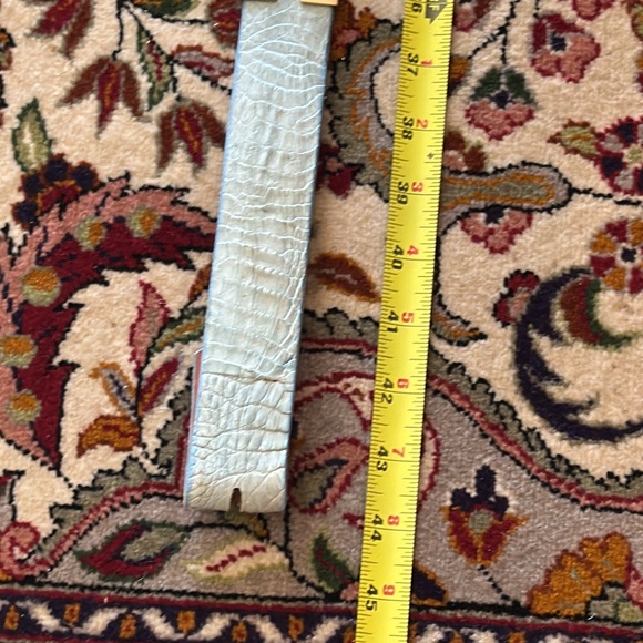 HOLSTER leather Belt Light Blue Croc Belt, Gold Greek Key, Made in Mexico - Picture 13 of 13